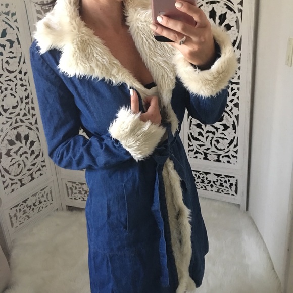 Jackets & Blazers - LAST 1️⃣ Faux Fur Trim Denim Trench Coat